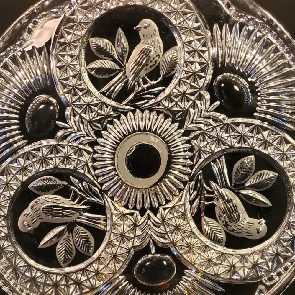 Vintage Hofbaur The Byrdes Clear 12' Cake Plate
